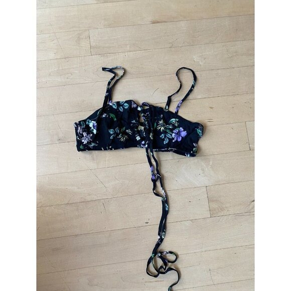 AFRM Bnwot Womens "Luka" Black Floral Cropped Top - Picture 3 of 9